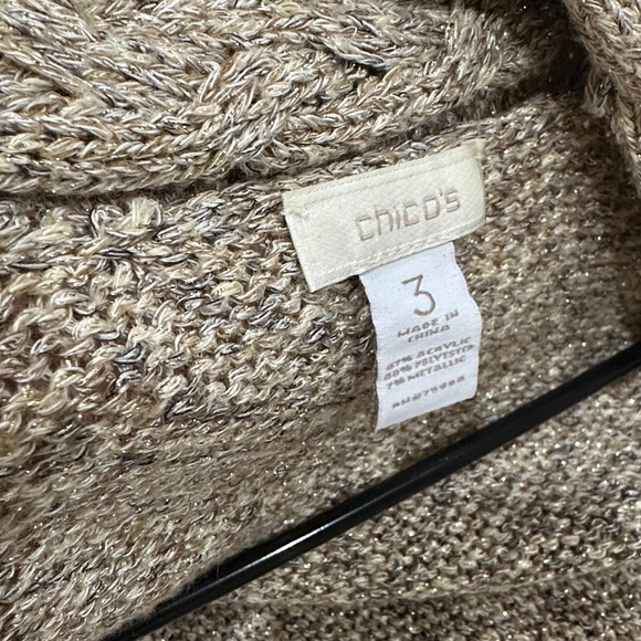 Chico's knit sleeveless cardigan vest duster Brown Cream black Open front XL 16 - Picture 12 of 13